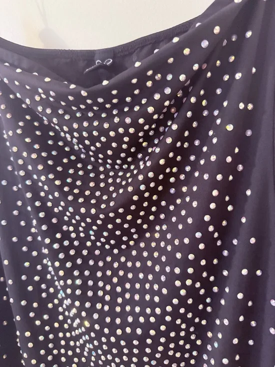 WINDSOR • Black Mini Strapless Dress with Iridescent Rhinestones - Picture 2 of 4